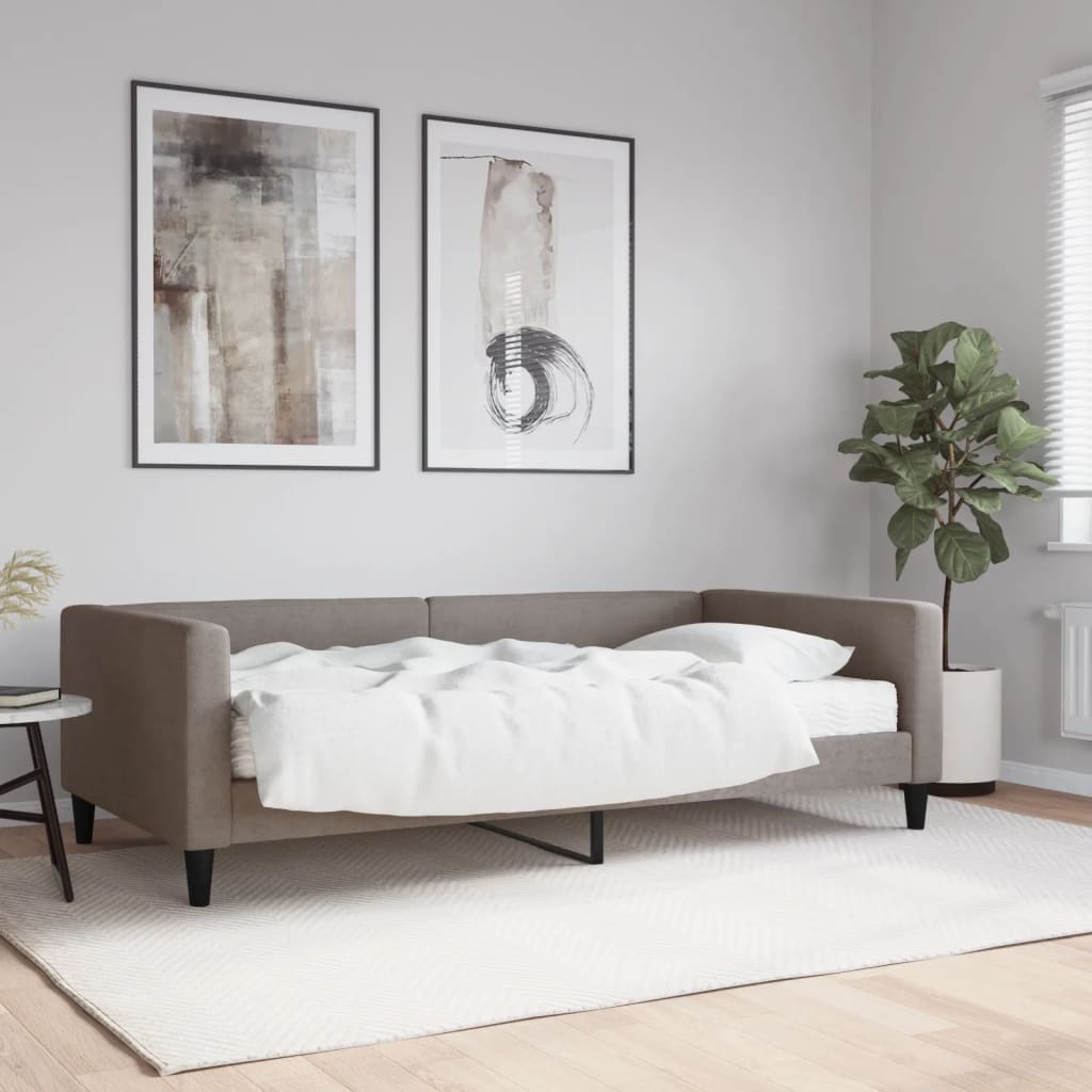 vidaXL Denná posteľ s matracom sivohnedá 100x200 cm látka