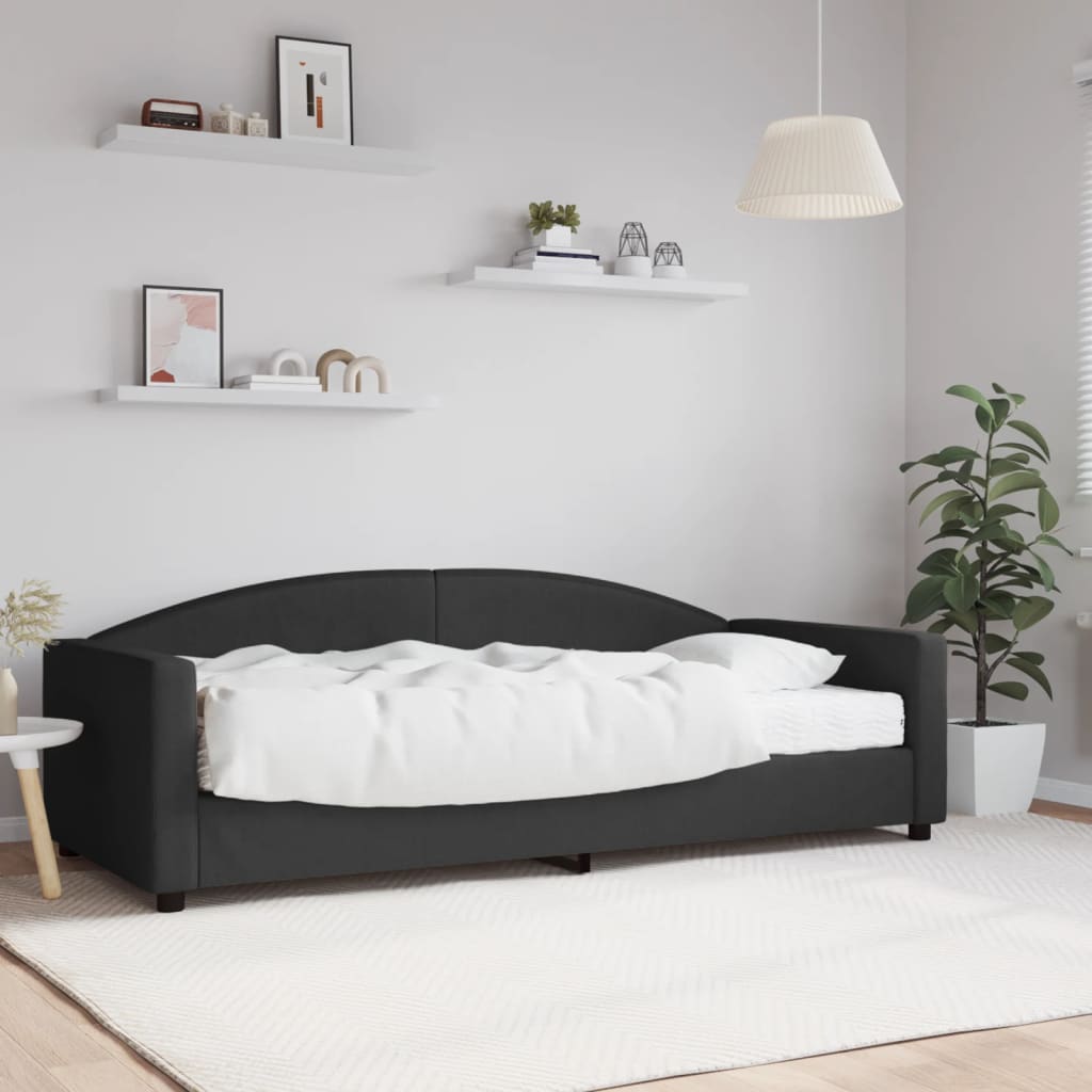 vidaXL Denná posteľ s matracom čierna 90x200 cm látka
