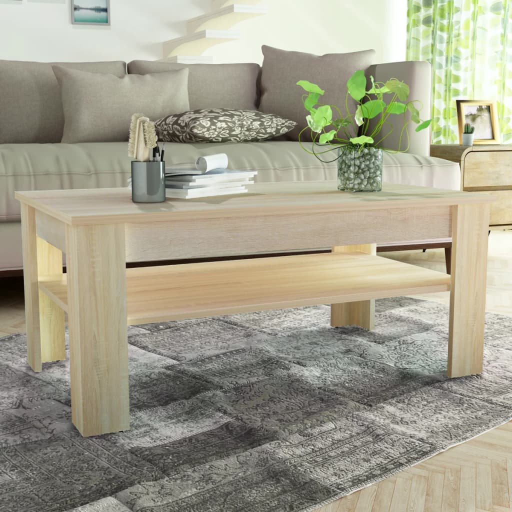 vidaXL Konferenčný stolík z drevotriesky, 110x65x48 cm, dubová farba
