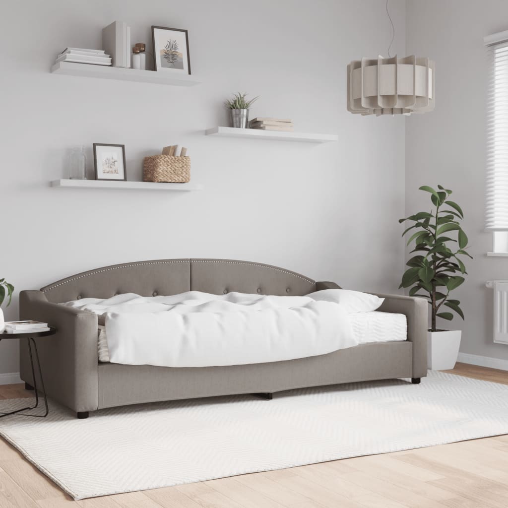 vidaXL Denná posteľ s matracom sivohnedá 100x200 cm látka
