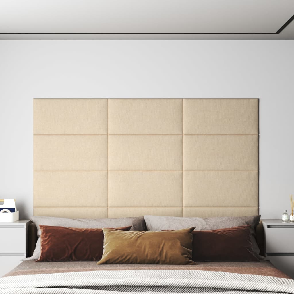 vidaXL Nástenné panely 12 ks krémové 60x30 cm látka 2,16 m²