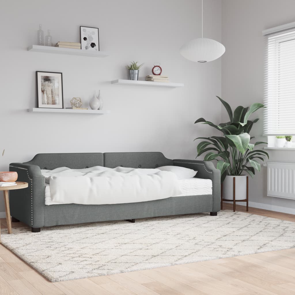 vidaXL Denná posteľ s matracom tmavosivá 100x200 cm látka