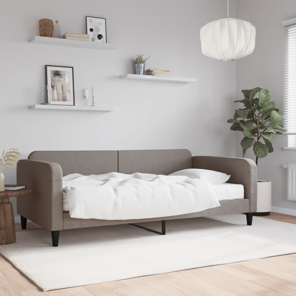 vidaXL Denná posteľ s matracom sivohnedá 100x200 cm látka