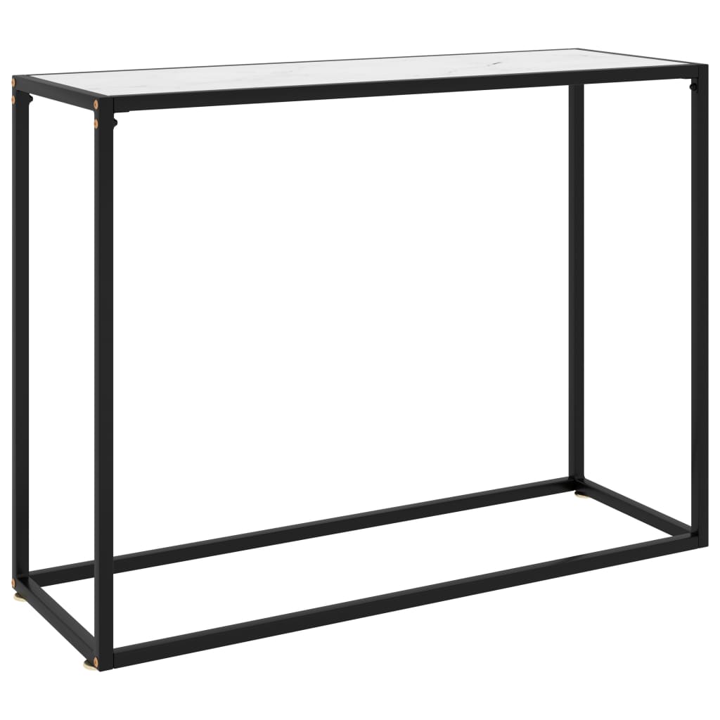 vidaXL Konzolový stolík biely 100x35x75 cm tvrdené sklo