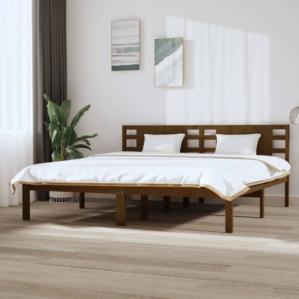 vidaXL Posteľný rám medovo-hnedý borovicový masív 200x200 cm