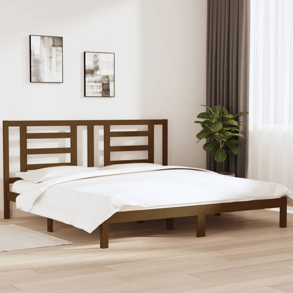 vidaXL Posteľný rám medovo-hnedý borovicový masív 200x200 cm