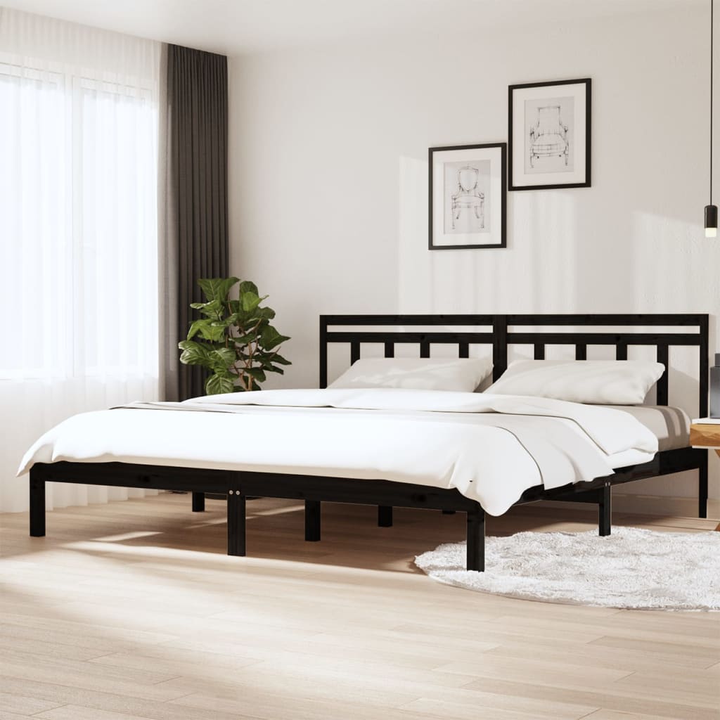vidaXL Posteľný rám čierny borovicový masív 200x200 cm