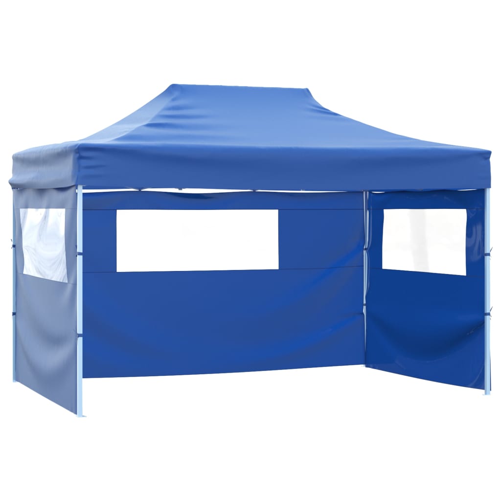 vidaXL Skladací stan s 3 stenami 3x4,5 m modrý