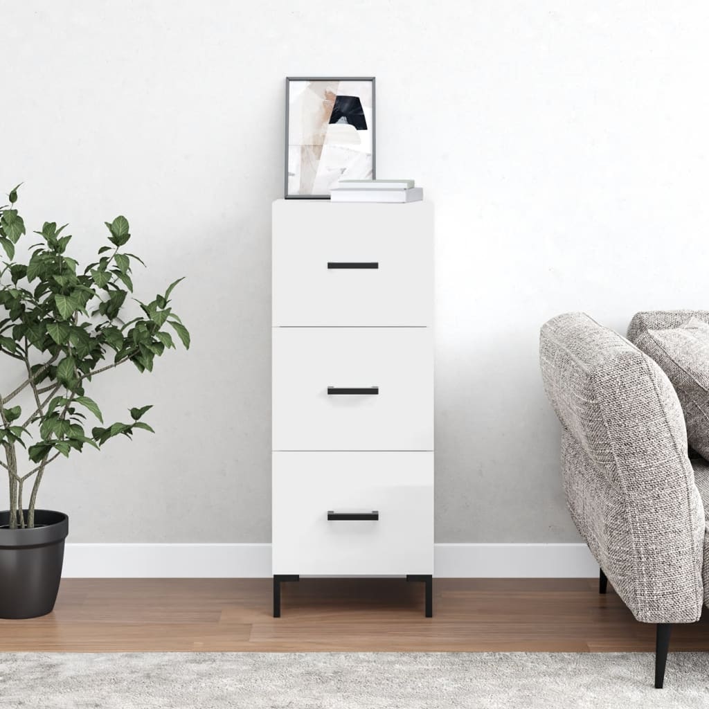 vidaXL Komoda lesklá biela 34,5x34x90 cm spracované drevo