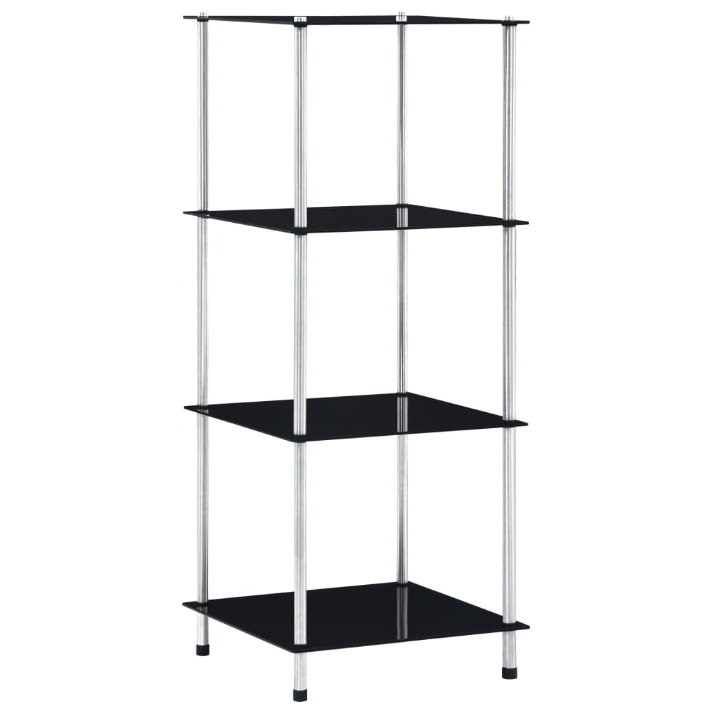 vidaXL Regál so 4 policami, čierny 40x40x100 cm, tvrdené sklo
