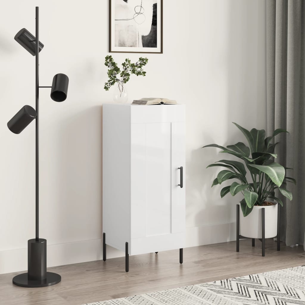 vidaXL Komoda lesklá biela 34,5x34x90 cm spracované drevo