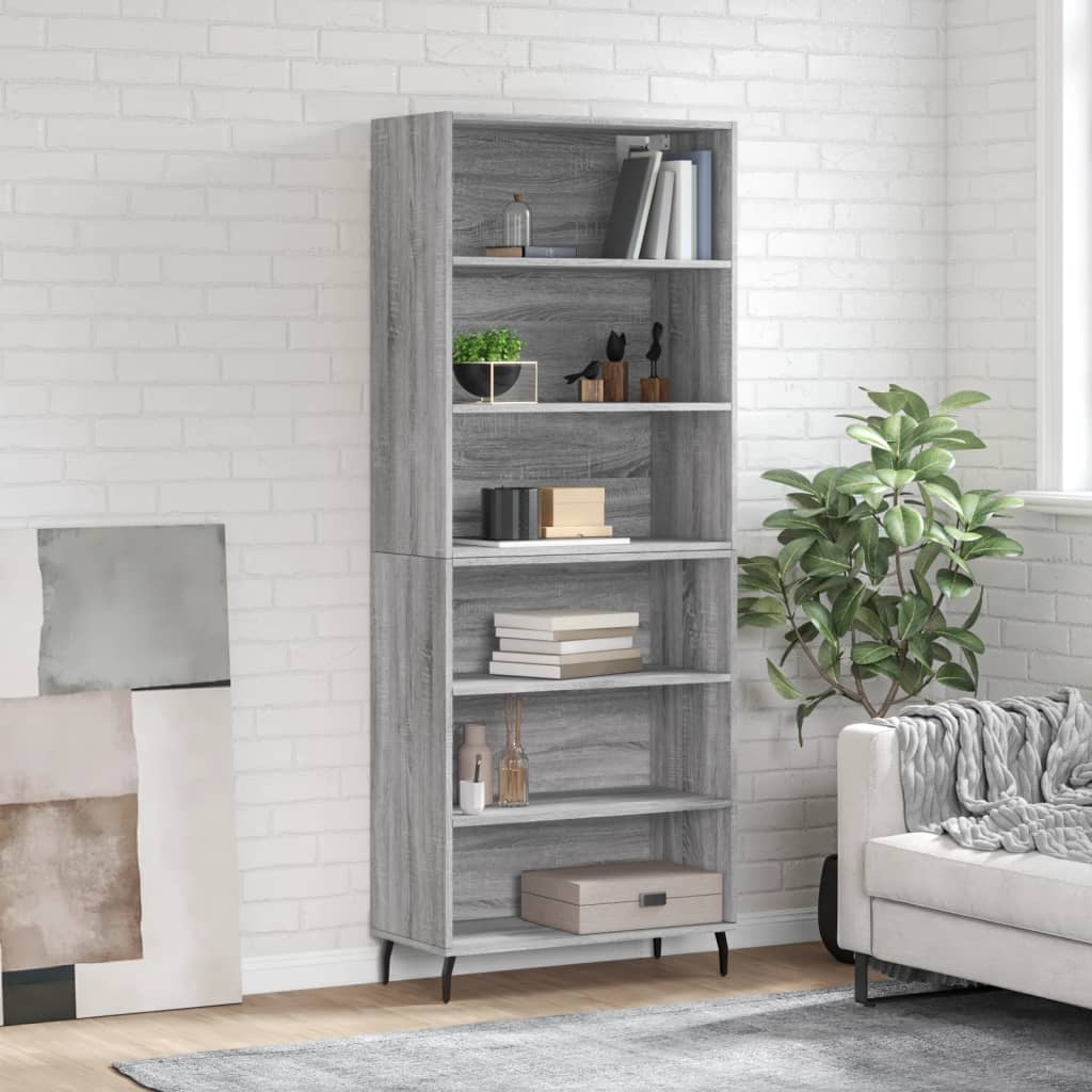 vidaXL Vysoká skrinka sivá sonoma 69,5x32,5x180 cm kompozitné drevo