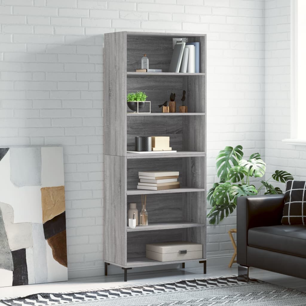 vidaXL Vysoká skrinka sivá sonoma 69,5x32,5x180 cm kompozitné drevo