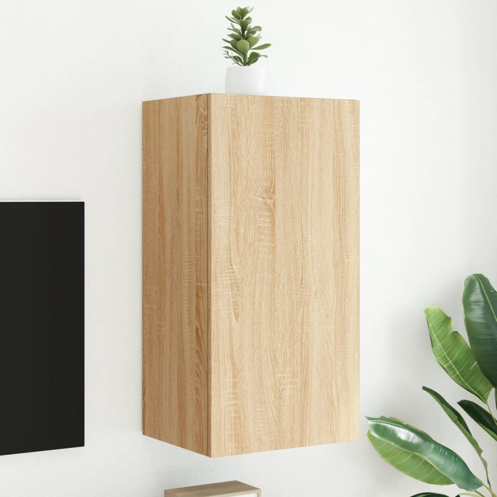 vidaXL TV nástenná skrinka s LED svetlami dub sonoma 40,5x35x80 cm