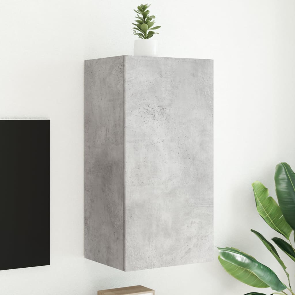 vidaXL TV nástenná skrinka s LED svetlami betónovo sivá 40,5x35x80 cm