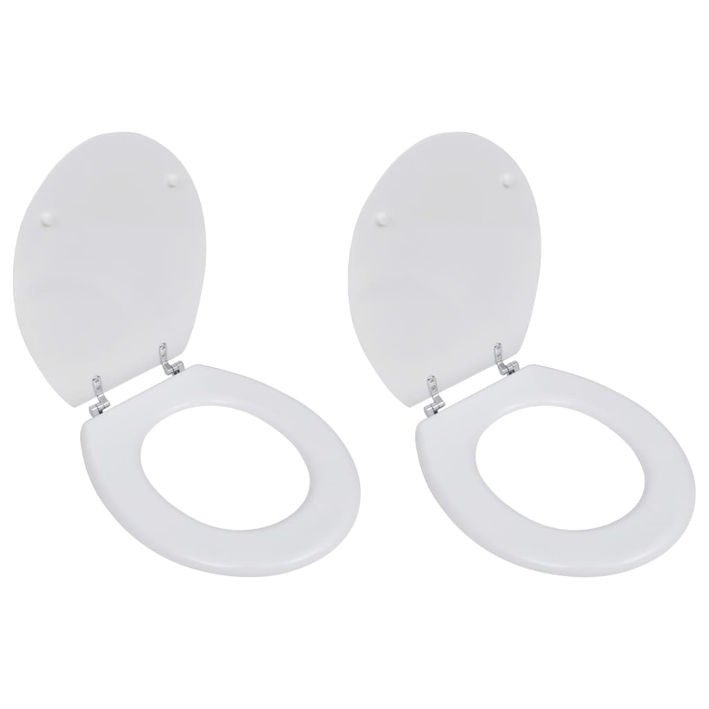vidaXL WC sedadlá s poklopom 2 ks, MDF, biele