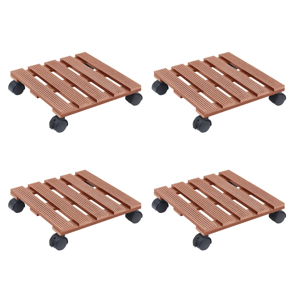 vidaXL Podstavce pod kvetináč 4 ks hnedé 30x30x7,5 cm WPC