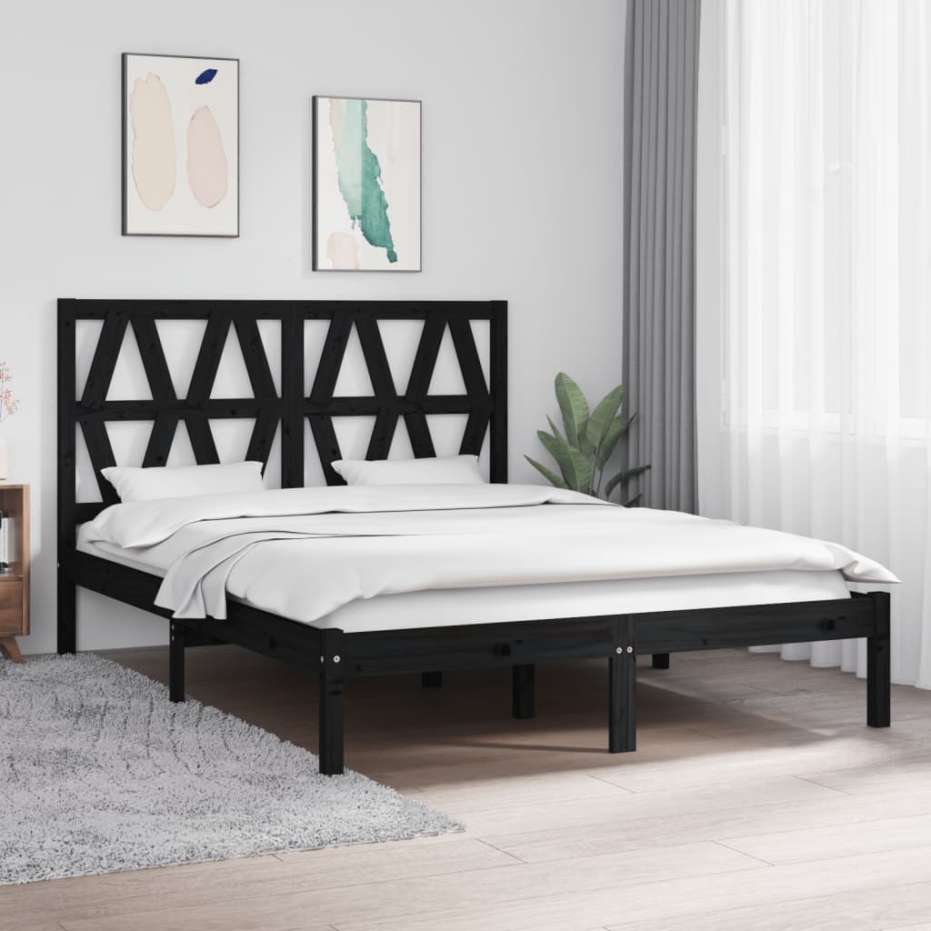 vidaXL Posteľný rám čierny borovicový masív 140x190 cm