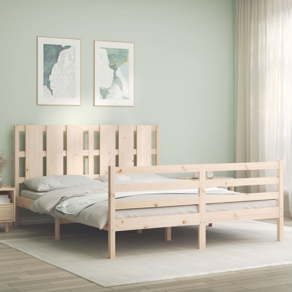vidaXL Posteľný rám s čelom 160x200 cm masívne drevo