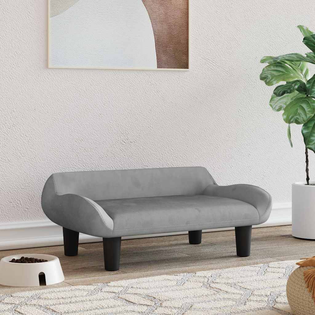 vidaXL Posteľ pre psa bledosivá 70x40x24 cm zamat