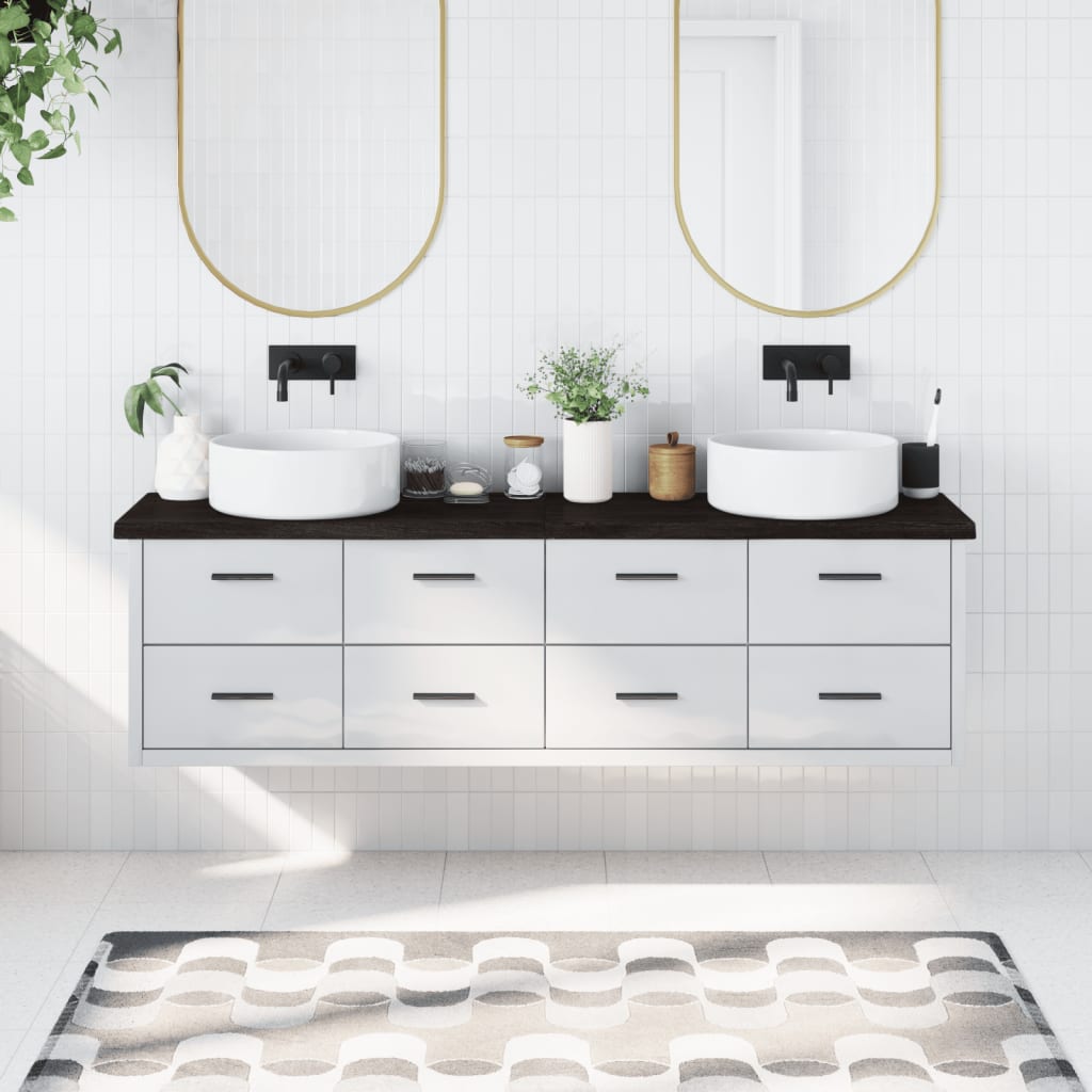 vidaXL Kúpeľňová doska tmavohnedá 180x40x(2-4) cm ošetrený masív