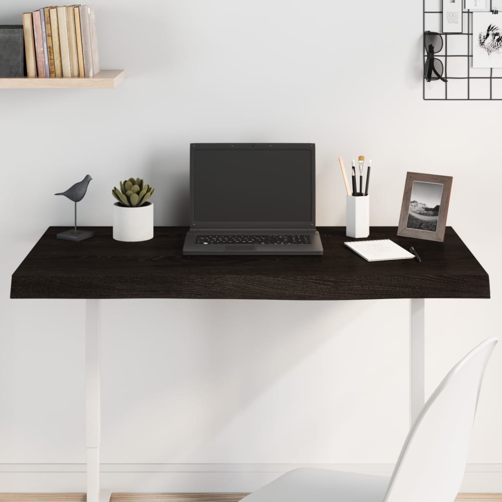 vidaXL Stolová doska tmavohnedá 100x40x(2-6) cm ošetrený dubový masív