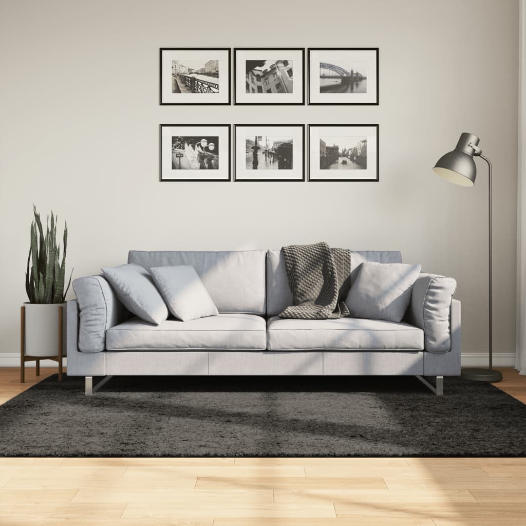 vidaXL Koberec ISTAN vysoký vlas lesklý vzhľad antracitový 140x200 cm