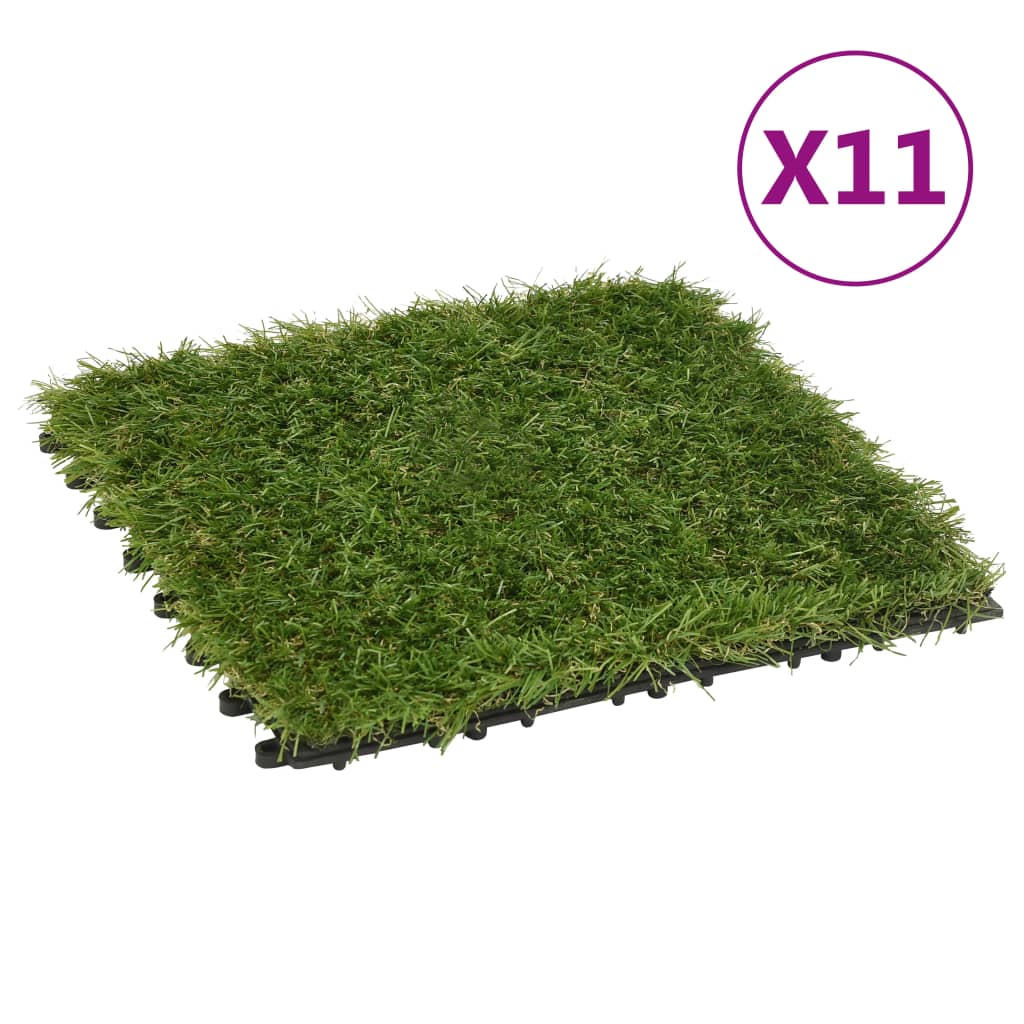vidaXL Umelý trávnik 11 dlaždíc 30x30 cm zelený