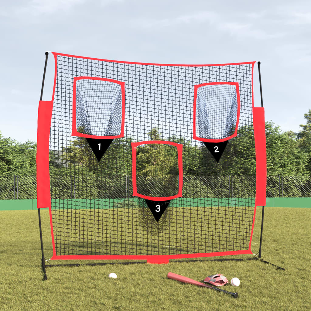 vidaXL Prenosná baseballová sieť čiernočervená 183x105x183cm polyester