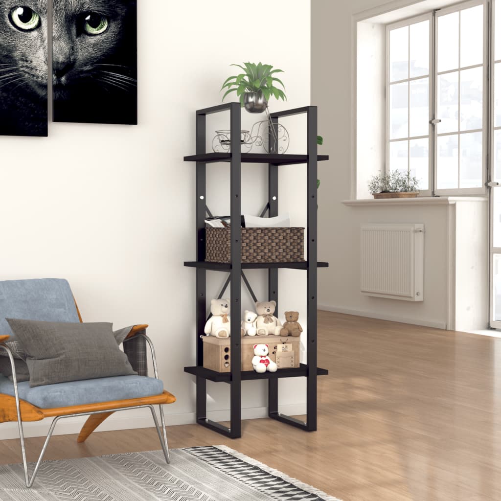 vidaXL Knižnica s 3 policami, čierna 40x30x105 cm, kompozitné drevo