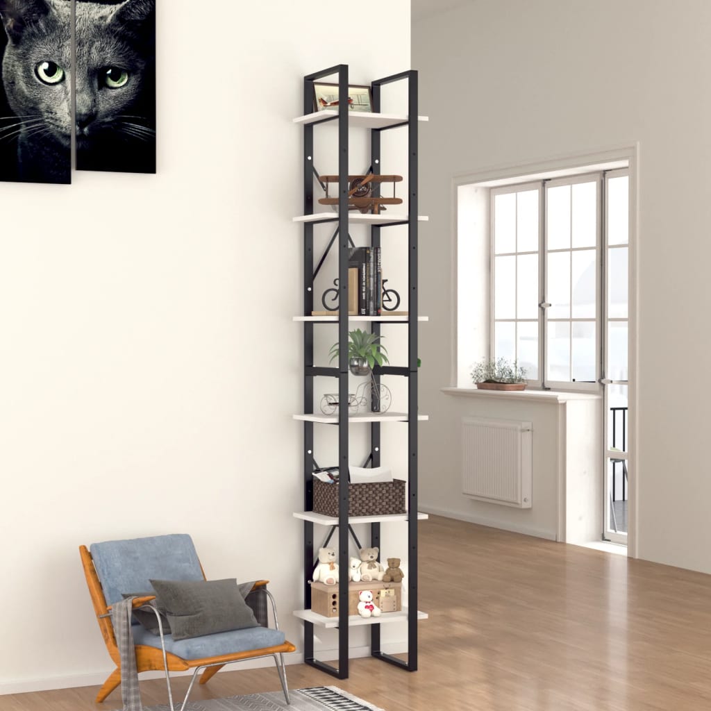 vidaXL Knižnica so 6 policami, biela 40x30x210 cm, kompozitné drevo
