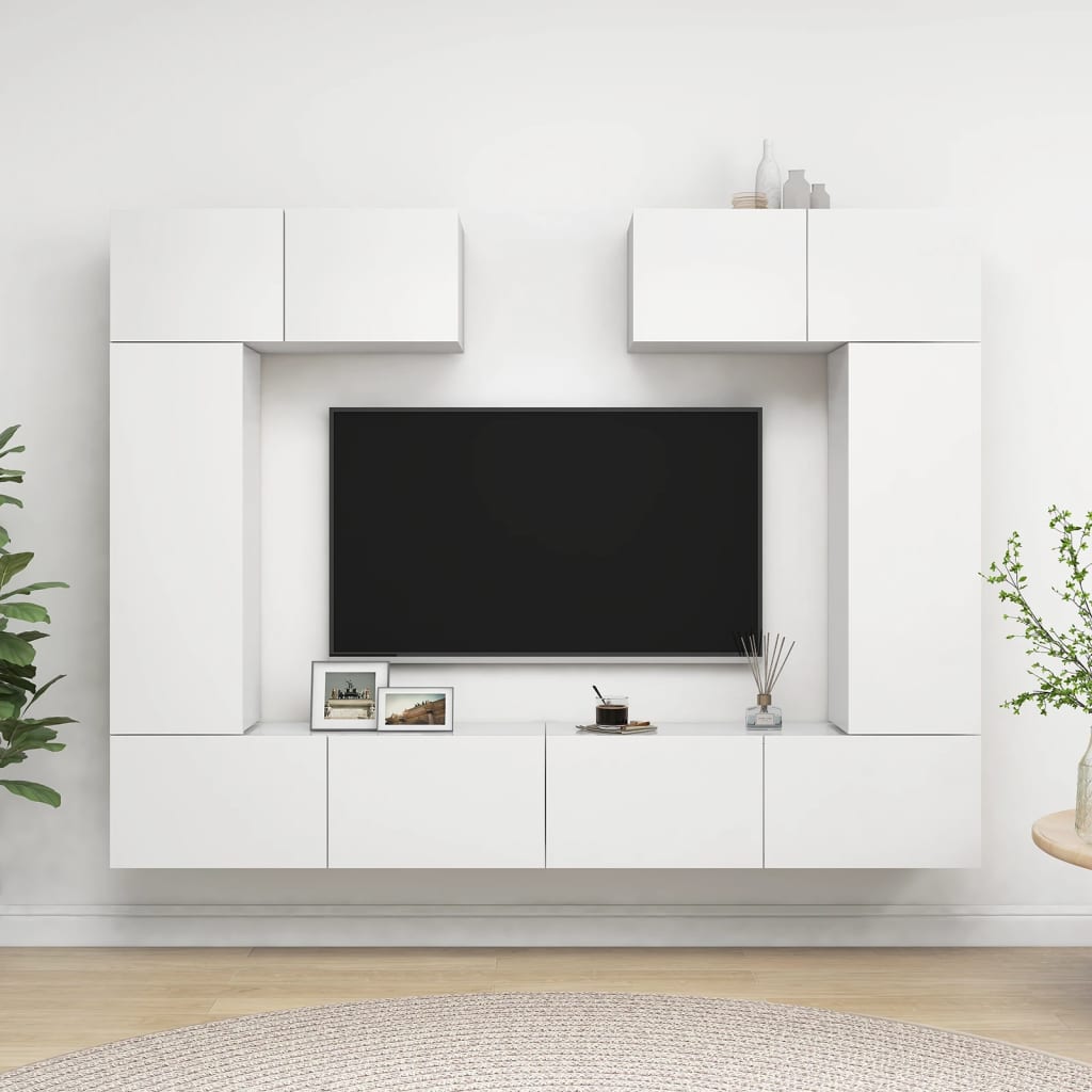 vidaXL 6-dielna súprava TV skriniek biela kompozitné drevo