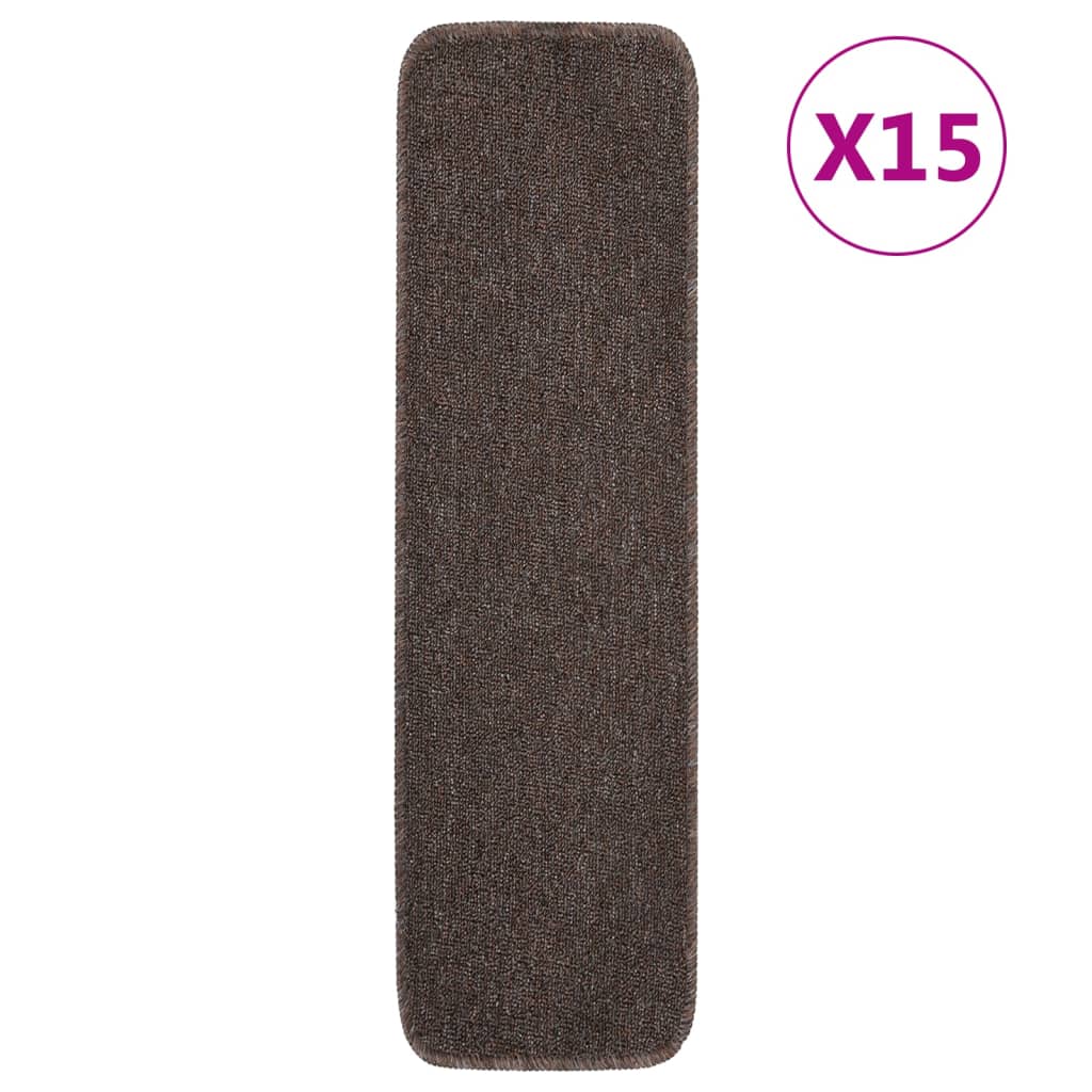 vidaXL Protišmykové nášľapy na schody 15 ks, 75x20 cm, hnedé, obdĺžnik