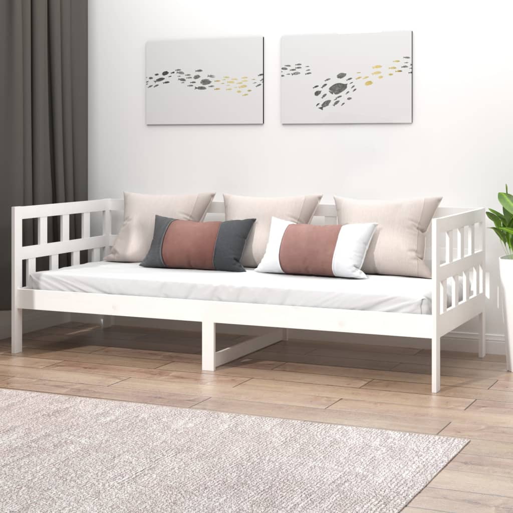 vidaXL Denná posteľ biela borovicový masív 90x190 cm