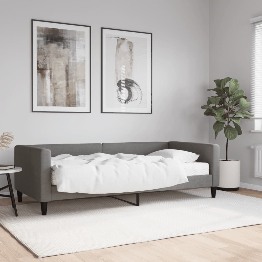 vidaXL Denná posteľ s matracom tmavosivá 90x190 cm látka