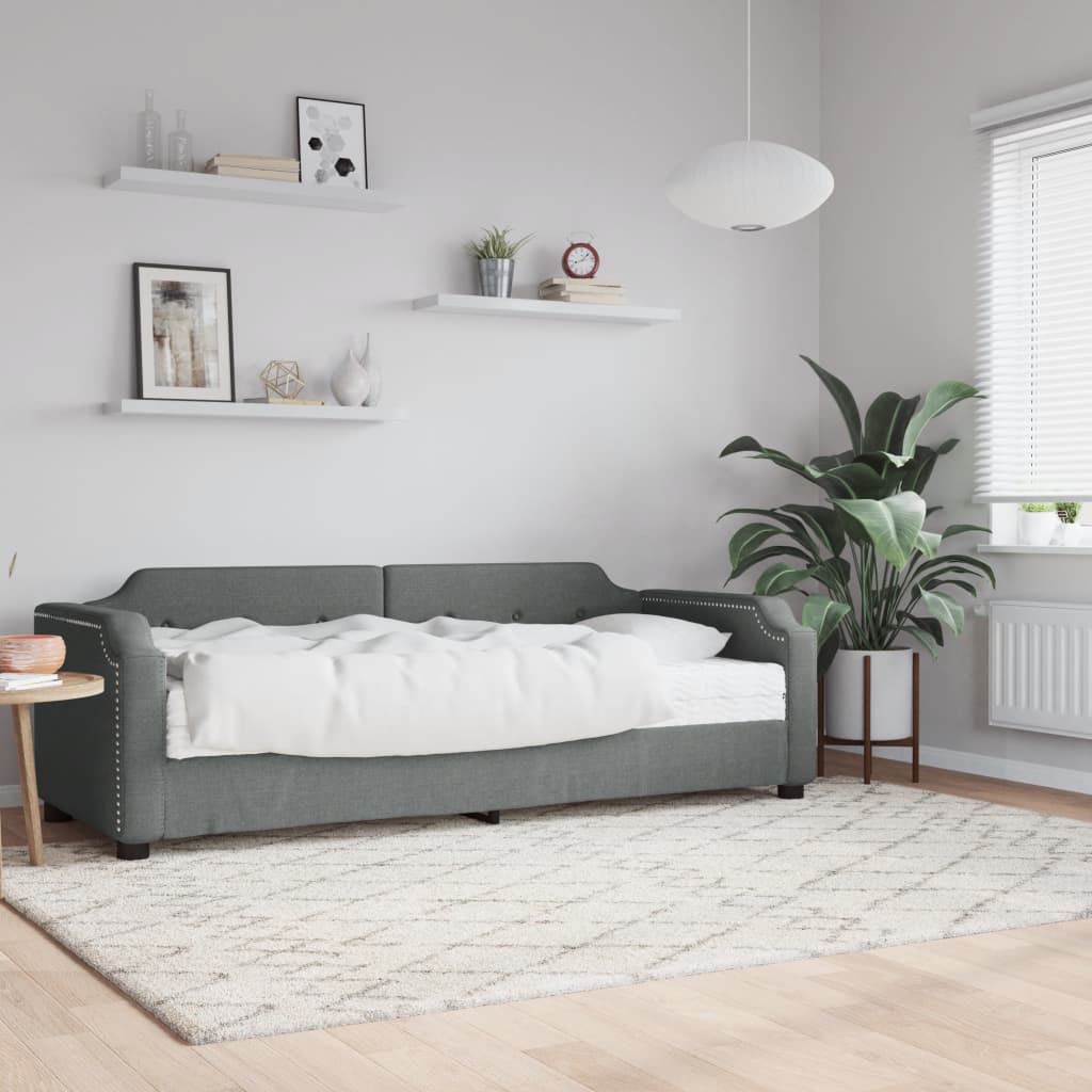 vidaXL Denná posteľ s matracom tmavosivá 90x190 cm látka