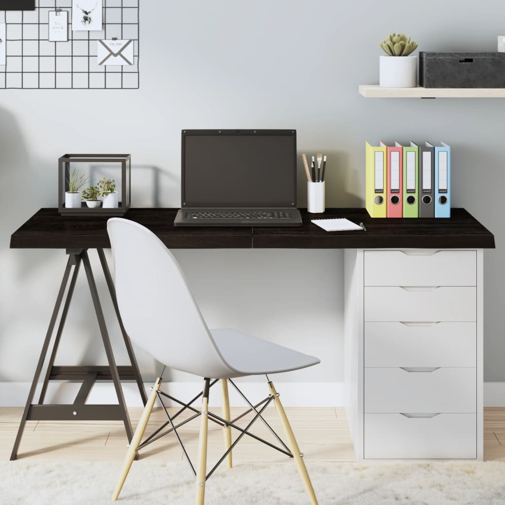 vidaXL Stolová doska tmavohnedá 140x40x(2-4) cm ošetrený dubový masív