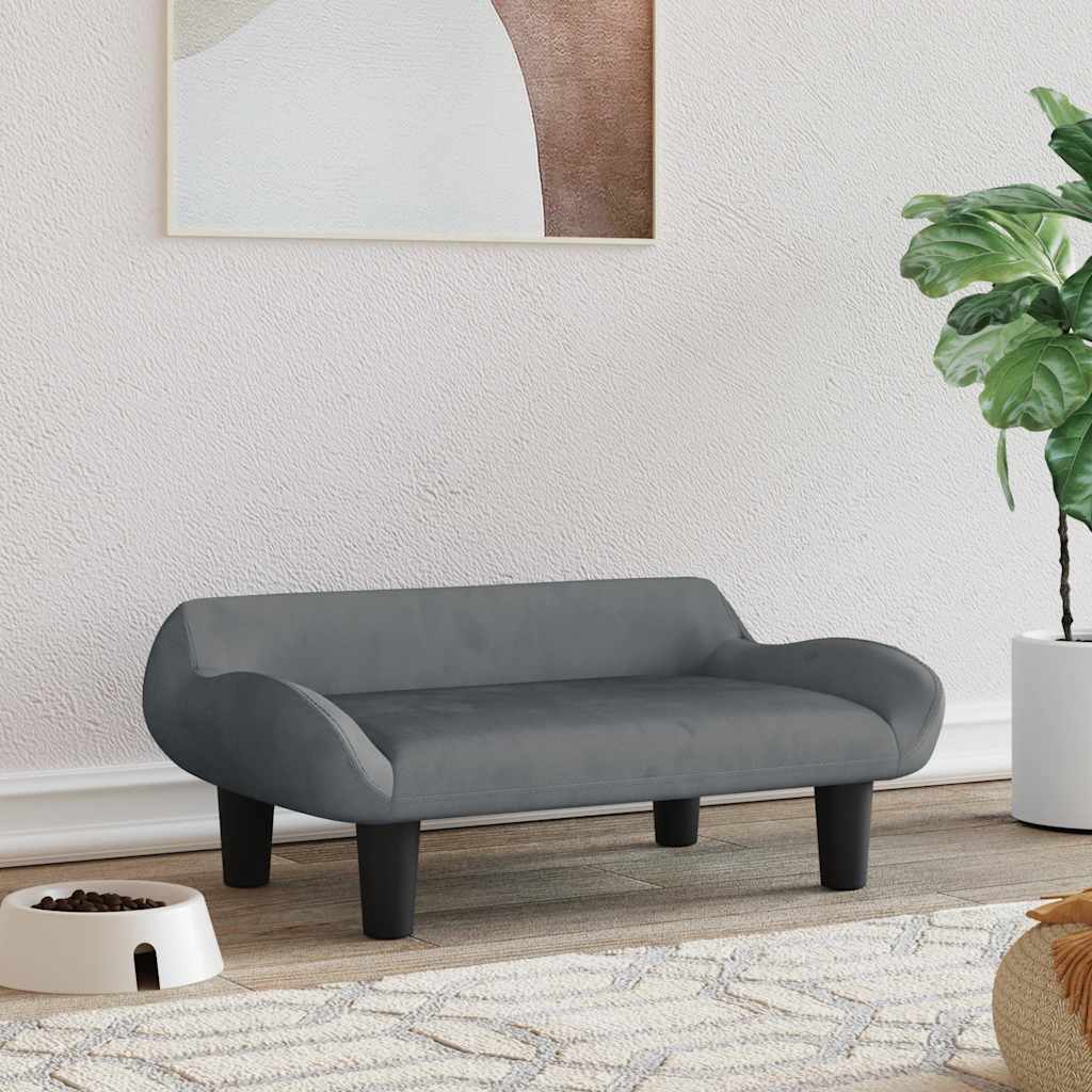 vidaXL Pelech pre psa tmavosivý 70x40x24 cm zamat