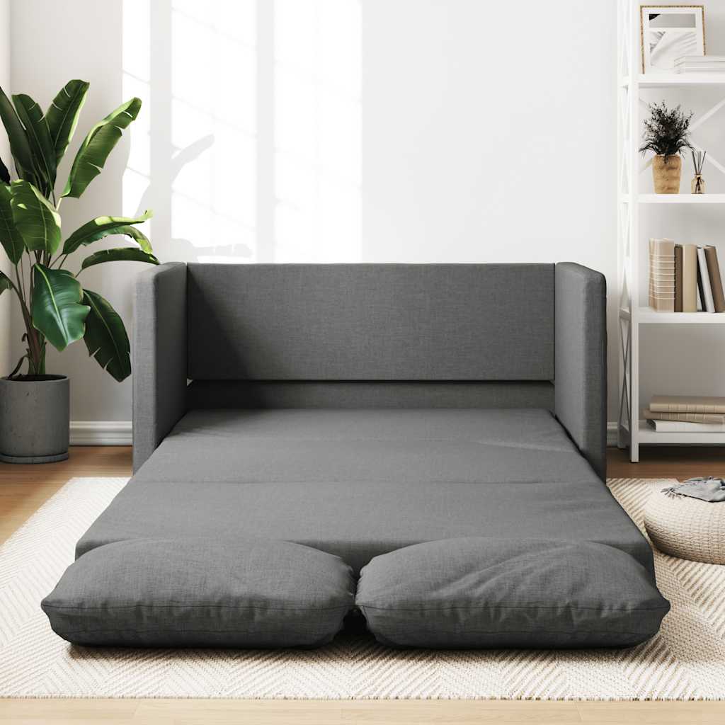 vidaXL Podlahová rozkladacia pohovka 2v1 tmavosivá 112x174x55 cm látka