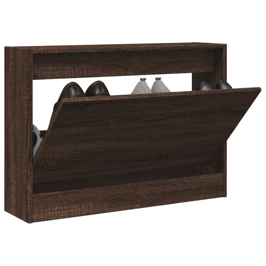 vidaXL Botník hnedý dub 80x21x57 cm kompozitné drevo