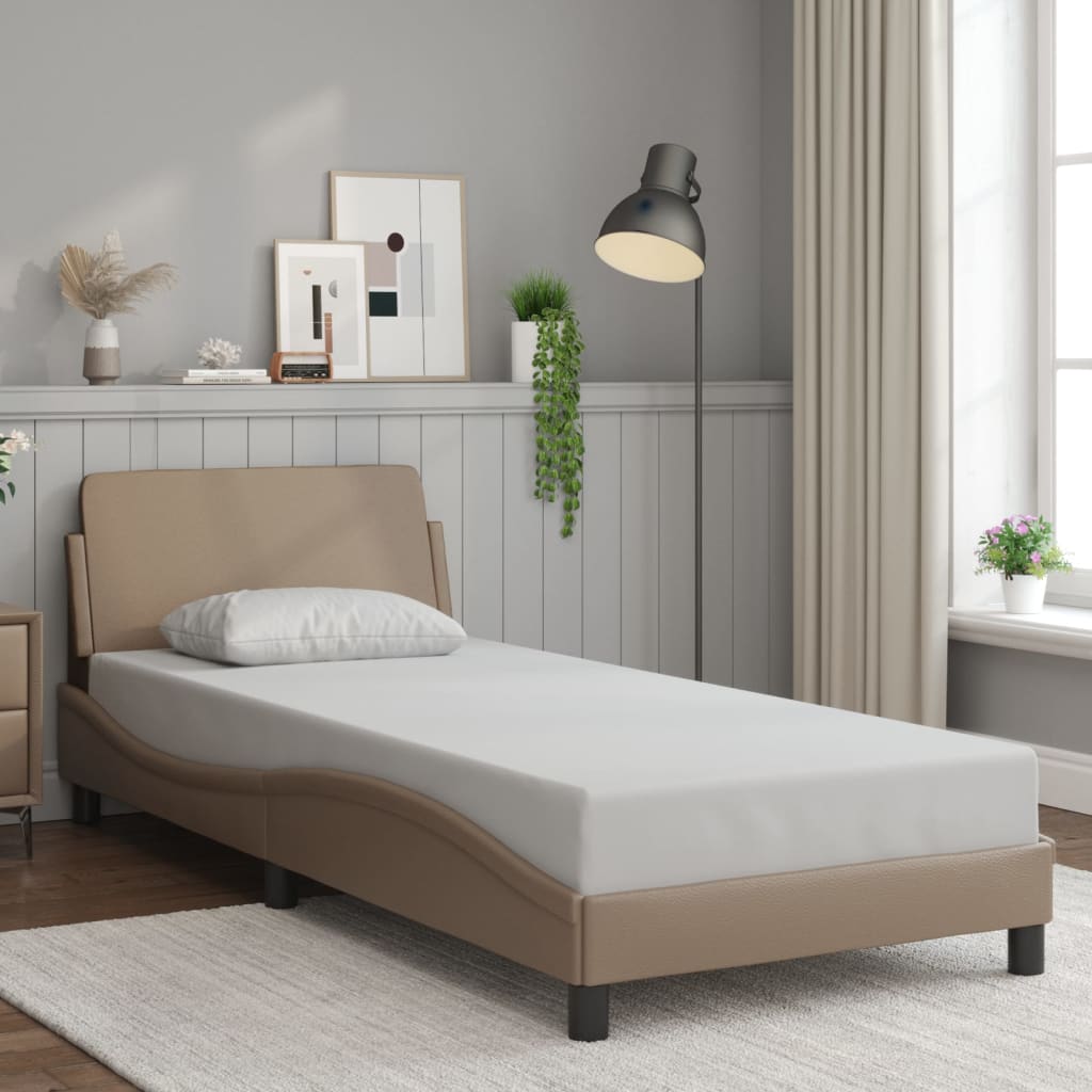 vidaXL Posteľný rám s čelom kapučínový 80x200 cm umelá koža