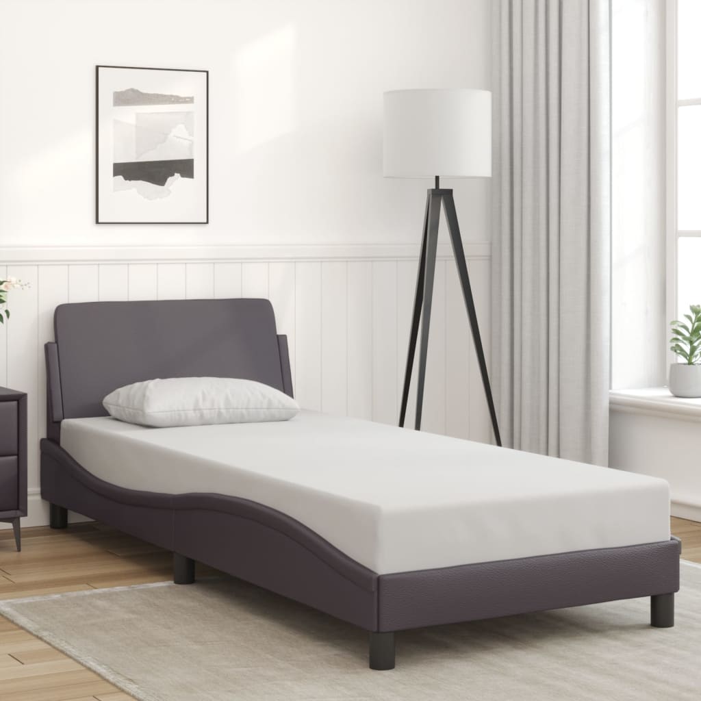 vidaXL Posteľný rám s čelom sivý 80x200 cm umelá koža
