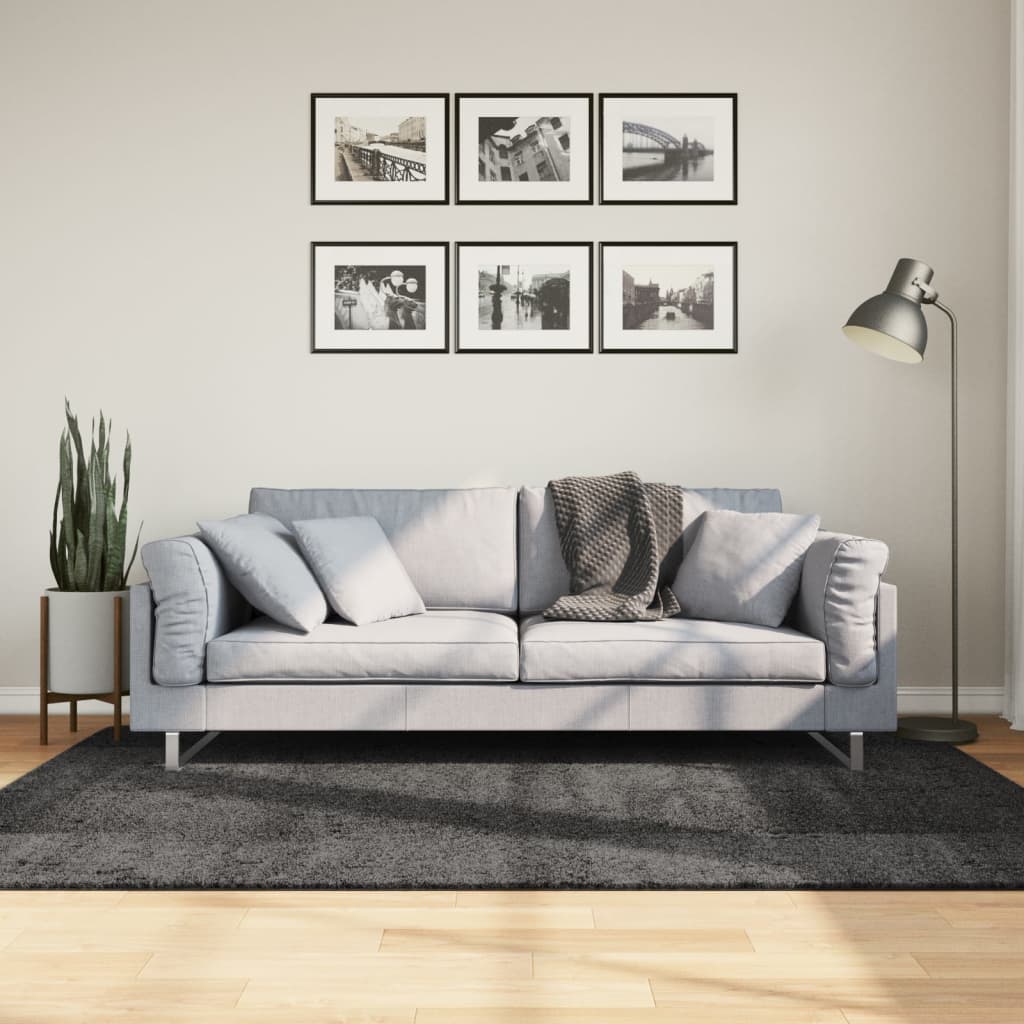 vidaXL Shaggy koberec PAMPLONA, vysoký vlas moderný antracit 140x200cm