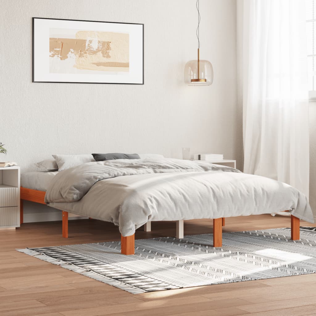 vidaXL Posteľ bez matraca voskovo hnedá 120x190 cm masívna borovica
