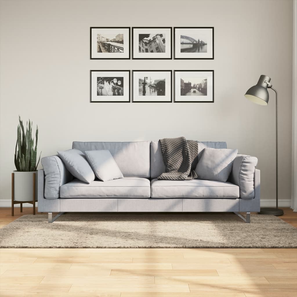vidaXL Koberec ISTAN vysoký vlas lesklý vzhľad béžový 100x200 cm