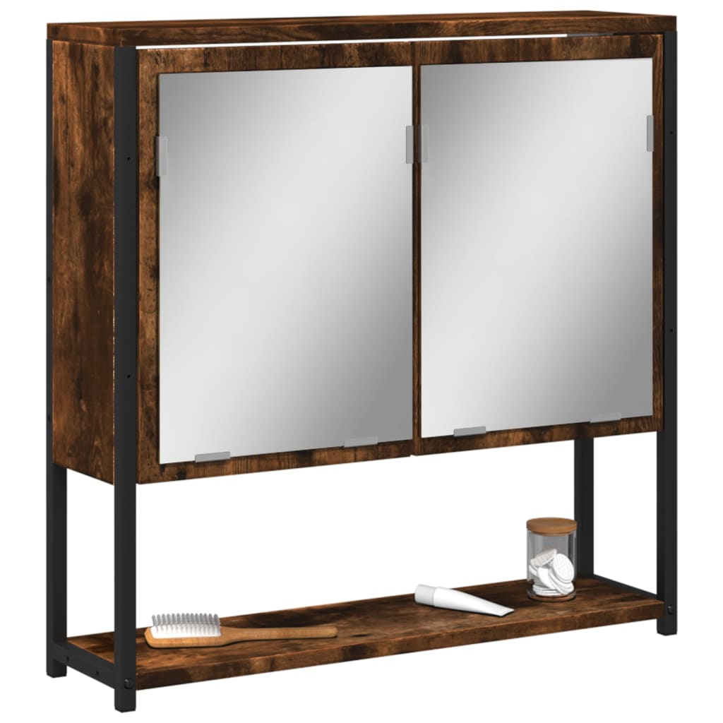 vidaXL Kúpeľ. skrinka so zrkadlom dymový dub 60x16x60 cm kompoz. drevo