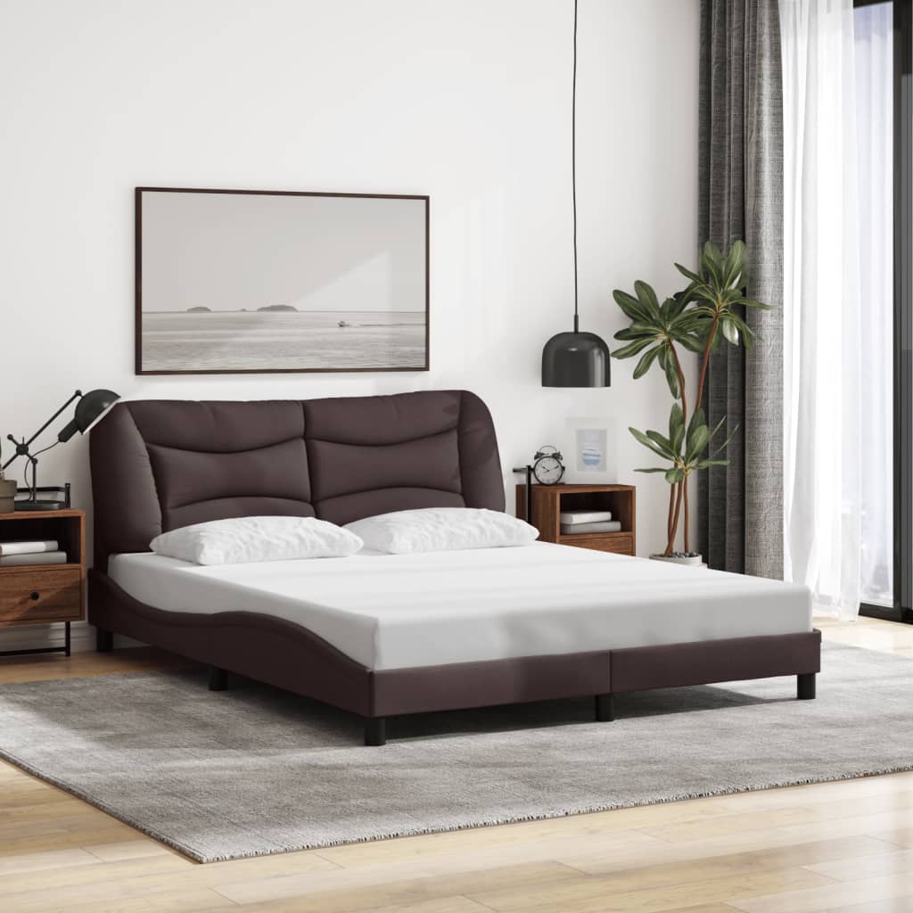 vidaXL Posteľ bez matracatmavohnedá 160x200 cm látka
