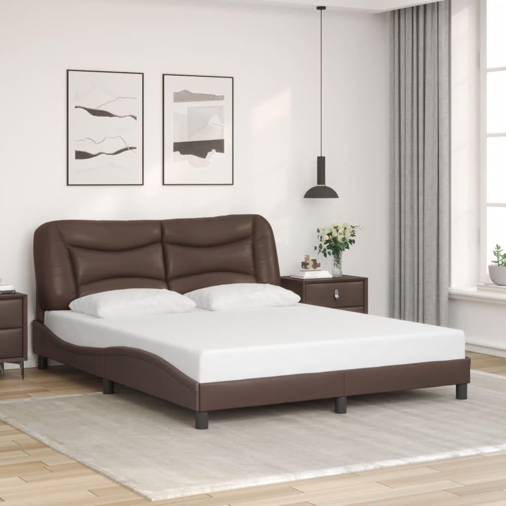 vidaXL Posteľný rám s čelom hnedý 160x200 cm umelá koža