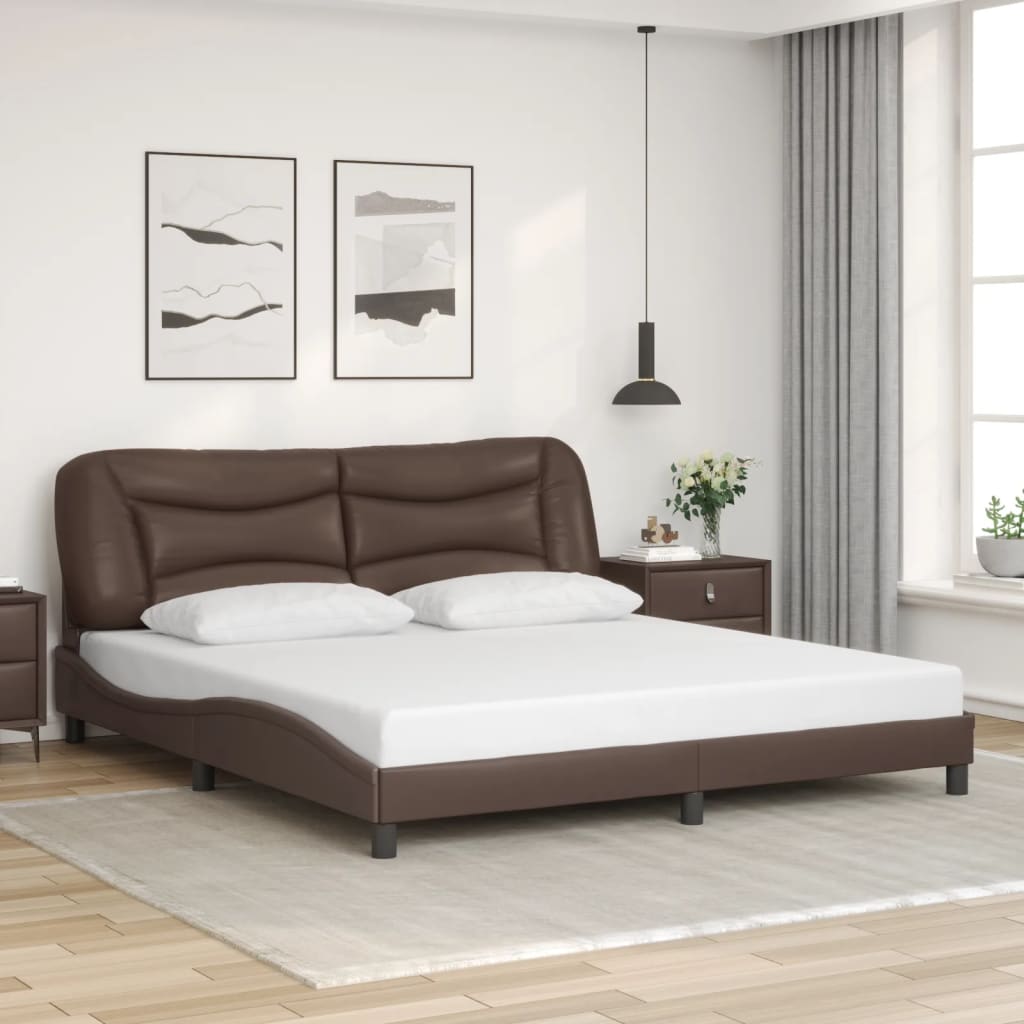 vidaXL Posteľný rám s čelom hnedý 180x200 cm umelá koža