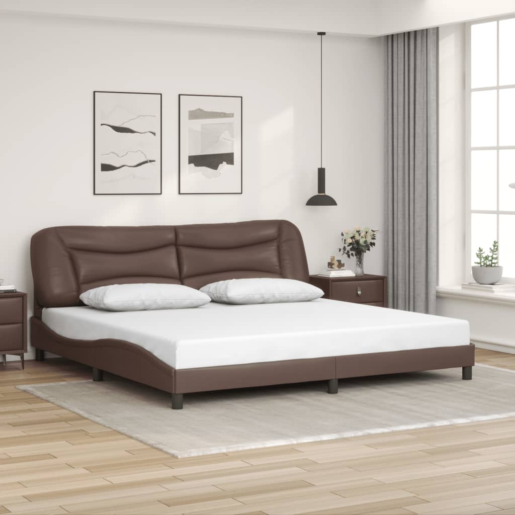 vidaXL Posteľný rám s čelom hnedý 200x200 cm umelá koža